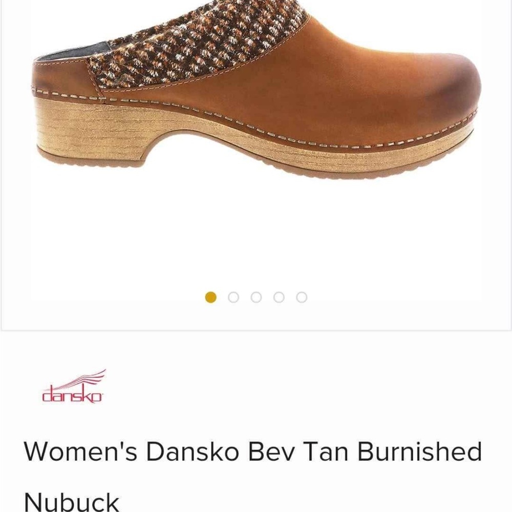 Dansko Women’s Bev Tan Burnished Leather Nubuck Mules Size 38(7.5-8) Fall Autumn